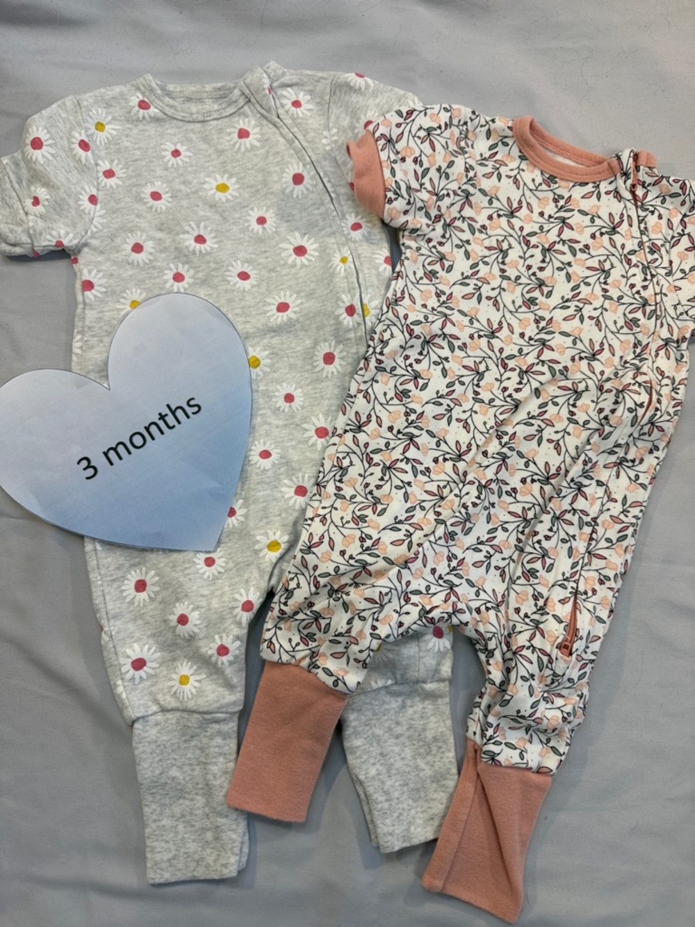 Blumind - pair of Adorable Floral and Patterned Kids Footies/Onesies/Rompers